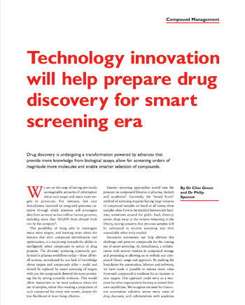 Technology innovation will help prepare drug discovery for smart screening era