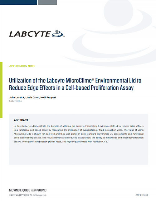 Utilization of the Labcyte MicroClime® Lid to Reduce Edge Effects in a Cell-based Proliferation Assay