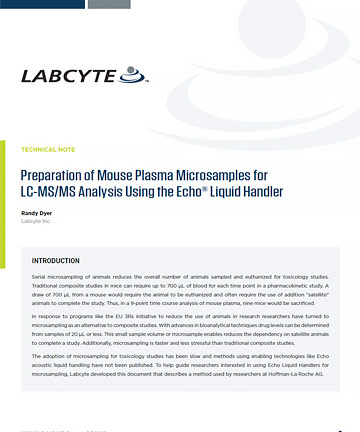 Preparation of Mouse Plasma Microsamples for LC-MS/MS Analysis Using the Echo® Liquid Handler